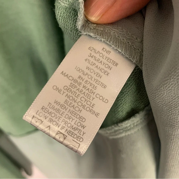 LOGO Lori Goldstein Open Layered Green Cardigan - Picture 7 of 7